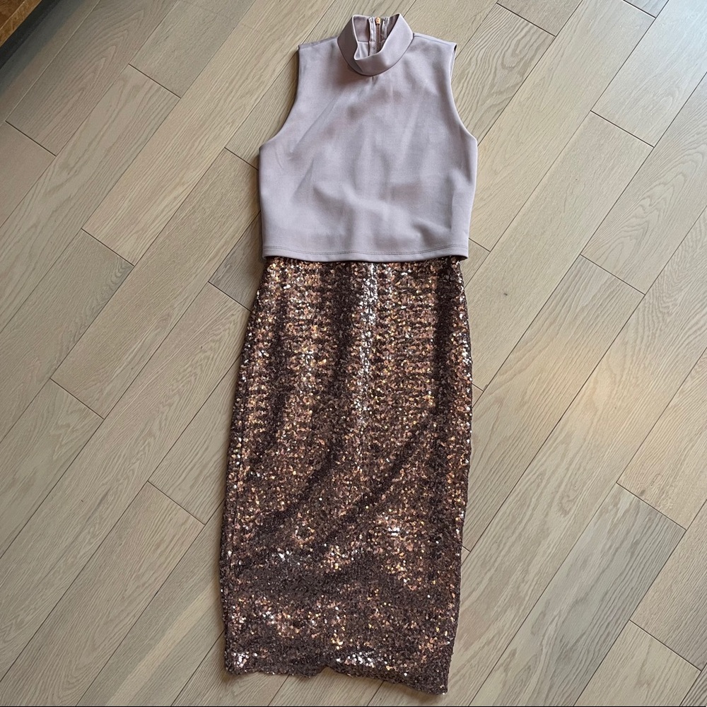 ASOS blush pink sequin knee length dress size 2